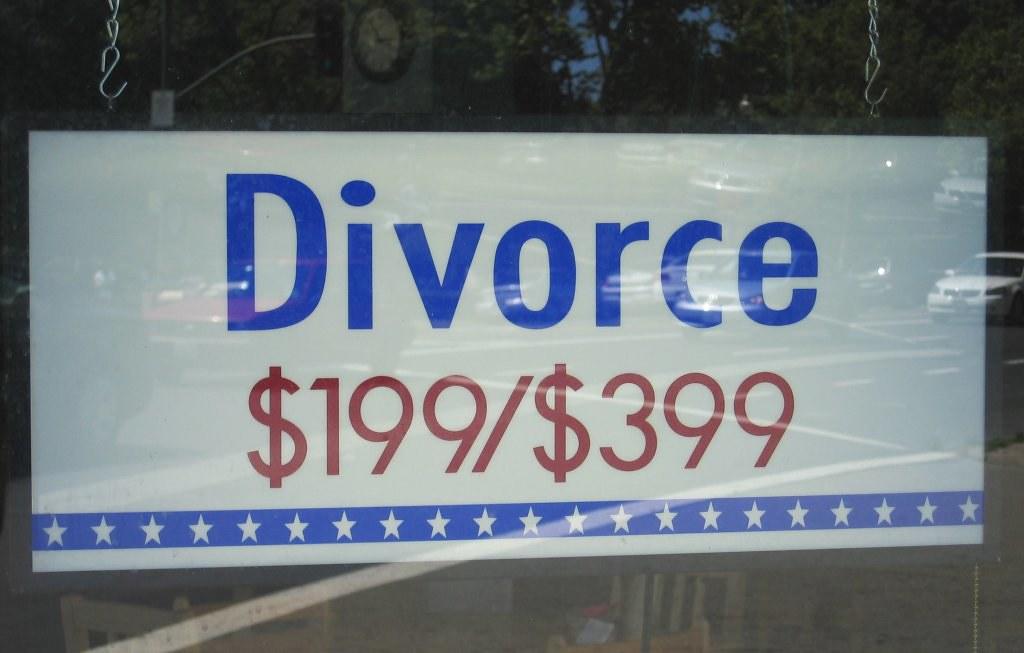 Signage advertising divorce bargains